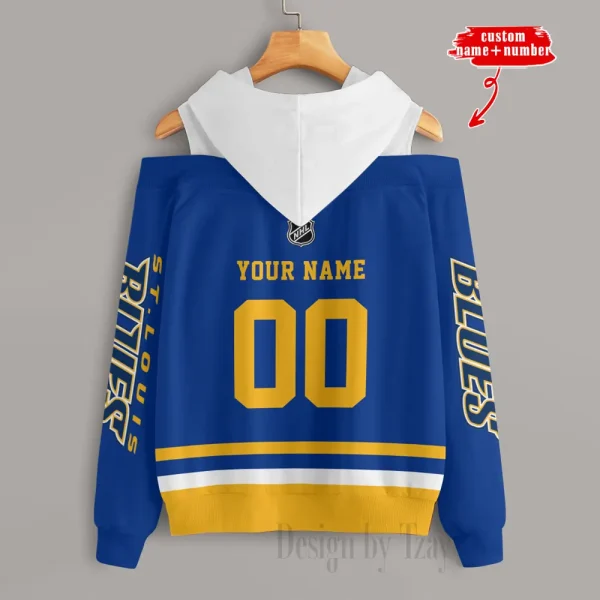 St. Louis Blues Chic Off Shoulder Casual Hoodie S9CSH215 - Image 2