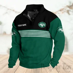 New York Jets Buttoned Collar Sweatshirt New Design 2025 S9DBSCH2245