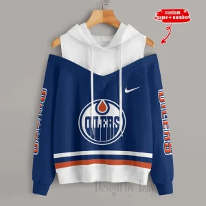 Edmonton Oilers Chic Off Shoulder Casual Hoodie S9CSH223