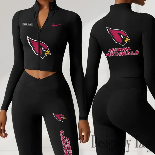 Arizona Cardinals Women Activewear Set 2 Piece Crop Jacket and High Waist Leggings SPTZSTW263