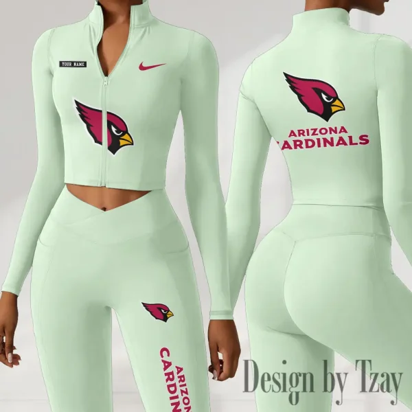 Arizona Cardinals Women Activewear Set 2 Piece Crop Jacket and High Waist Leggings SPTZSTW263 - Image 2