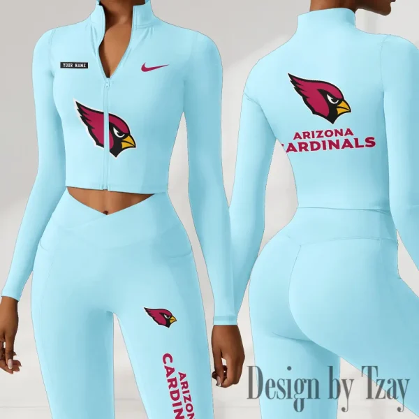 Arizona Cardinals Women Activewear Set 2 Piece Crop Jacket and High Waist Leggings SPTZSTW263 - Image 3