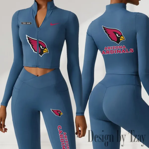 Arizona Cardinals Women Activewear Set 2 Piece Crop Jacket and High Waist Leggings SPTZSTW263 - Image 4