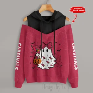 Arizona Cardinals Women's Off Shoulder Hoodie Long Sleeve Drawstring S9CSH225