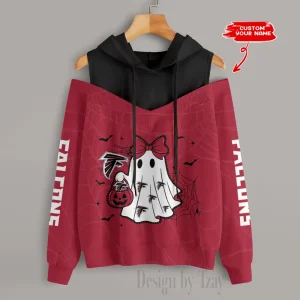 Atlanta Falcons Women's Off Shoulder Hoodie Long Sleeve Drawstring S9CSH226