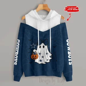 Dallas Cowboys Women's Off Shoulder Hoodie Long Sleeve Drawstring S9CSH233
