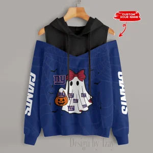 New York Giants Women's Off Shoulder Hoodie Long Sleeve Drawstring S9CSH248