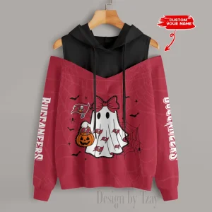 Tampa Bay Buccaneers Women's Off Shoulder Hoodie Long Sleeve Drawstring S9CSH254