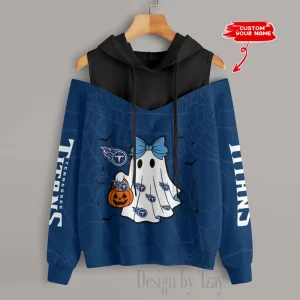 Tennessee Titans Women's Off Shoulder Hoodie Long Sleeve Drawstring S9CSH255