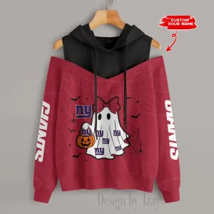 New York Giants Women's Off Shoulder Hoodie Long Sleeve Drawstring S9CSH259