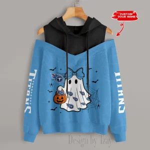 Tennessee Titans Women's Off Shoulder Hoodie Long Sleeve Drawstring S9CSH260