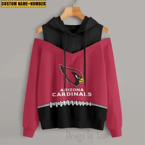 Arizona Cardinals Women's Off Shoulder Hoodie Long Sleeve Drawstring S9CSH261