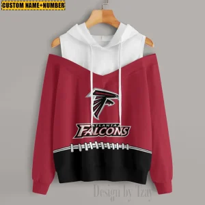 Atlanta Falcons Women's Off Shoulder Hoodie Long Sleeve Drawstring S9CSH262