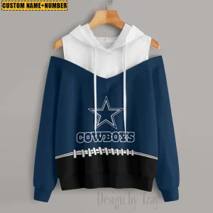 Dallas Cowboys Women's Off Shoulder Hoodie Long Sleeve Drawstring S9CSH269