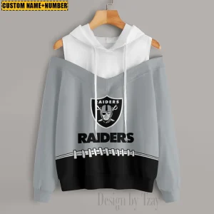 Las Vegas Raiders Women's Off Shoulder Hoodie Long Sleeve Drawstring S9CSH277