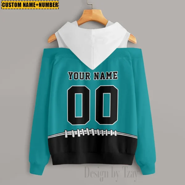 Miami Dolphins Women's Off Shoulder Hoodie Long Sleeve Drawstring S9CSH280 - Image 2