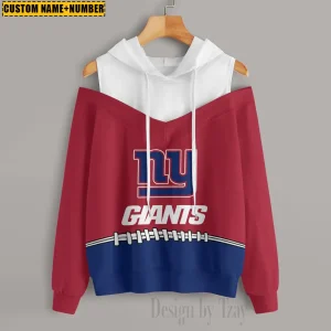 New York Giants Women's Off Shoulder Hoodie Long Sleeve Drawstring S9CSH284