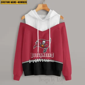 Tampa Bay Buccaneers Women's Off Shoulder Hoodie Long Sleeve Drawstring S9CSH290