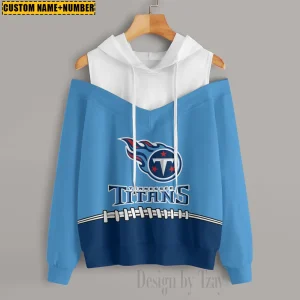 Tennessee Titans Women's Off Shoulder Hoodie Long Sleeve Drawstring S9CSH291