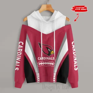 Arizona Cardinals Women's Off Shoulder Hoodie Long Sleeve Drawstring S9CSH293