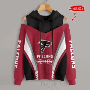 Atlanta Falcons Women's Off Shoulder Hoodie Long Sleeve Drawstring S9CSH294