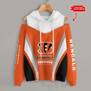 Cincinnati Bengals Women's Off Shoulder Hoodie Long Sleeve Drawstring S9CSH299