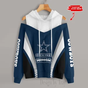 Dallas Cowboys Women's Off Shoulder Hoodie Long Sleeve Drawstring S9CSH301