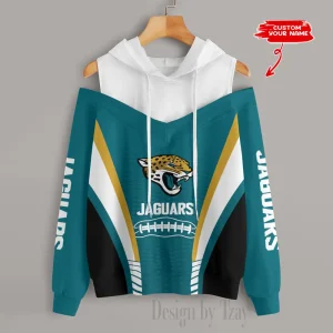 Jacksonville Jaguars Women's Off Shoulder Hoodie Long Sleeve Drawstring S9CSH307