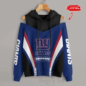 New York Giants Women's Off Shoulder Hoodie Long Sleeve Drawstring S9CSH316