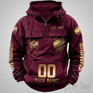 Cleveland Browns Long Sleeve Zipper Pocket Clothing Hooded Pullover Male Retro AZVMHD1163