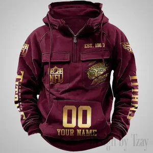 Tennessee Titans Long Sleeve Zipper Pocket Clothing Hooded Pullover Male Retro AZVMHD1186