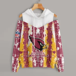 Arizona Cardinals Women's Off Shoulder Hoodie Long Sleeve Drawstring S9CSH325