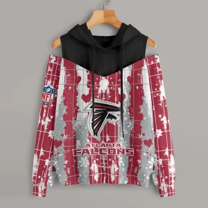 Atlanta Falcons Women's Off Shoulder Hoodie Long Sleeve Drawstring S9CSH326