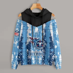 Tennessee Titans Women's Off Shoulder Hoodie Long Sleeve Drawstring S9CSH355