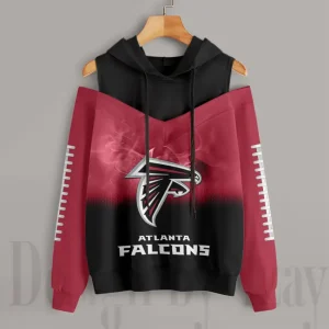 Atlanta Falcons Women's Off Shoulder Hoodie Long Sleeve Drawstring S9CSH359
