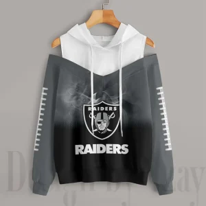 Las Vegas Raiders Women's Off Shoulder Hoodie Long Sleeve Drawstring S9CSH374