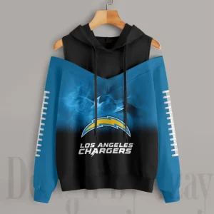Los Angeles Chargers Women's Off Shoulder Hoodie Long Sleeve Drawstring S9CSH375