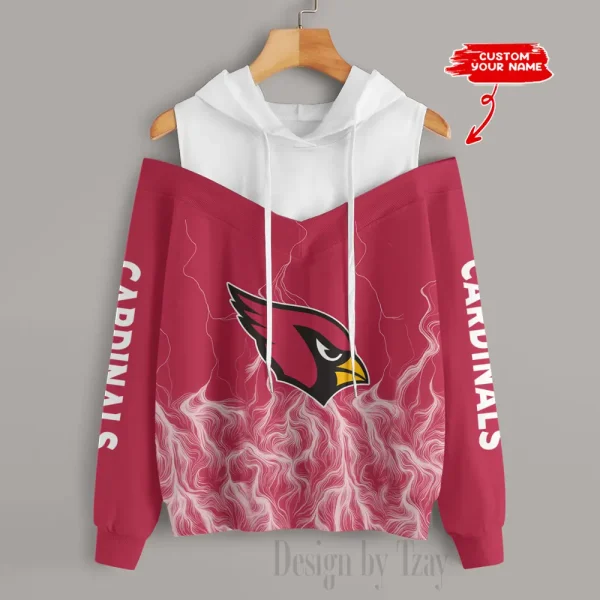 Arizona Cardinals Slime Off Shoulder Hoodies Women Sweatshirt Autumn S9CSH423 - Image 2