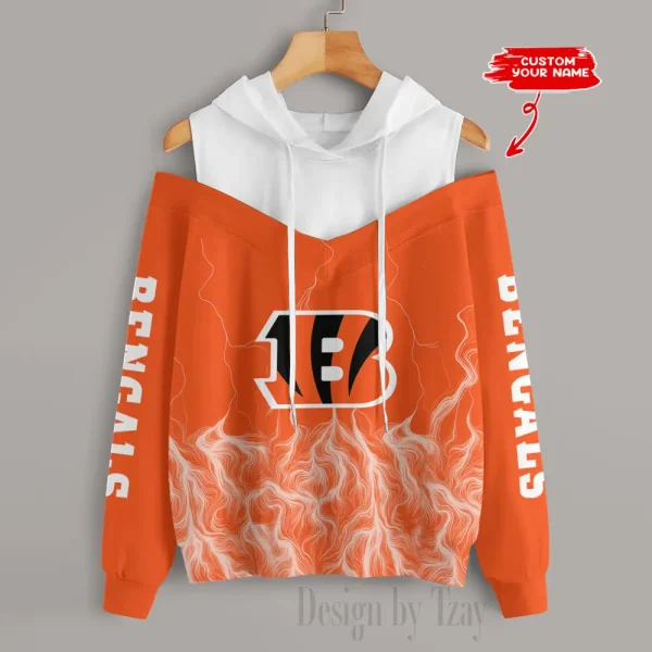 Cincinnati Bengals Slime Off Shoulder Hoodies Women Sweatshirt Autumn S9CSH429 - Image 2