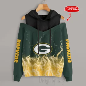 Green Bay Packers Slime Off Shoulder Hoodies Women Sweatshirt Autumn S9CSH434