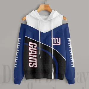 New York Giants Women's Off Shoulder Hoodie Long Sleeve Drawstring S9CSH413