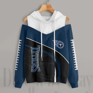Tennessee Titans Women's Off Shoulder Hoodie Long Sleeve Drawstring S9CSH420
