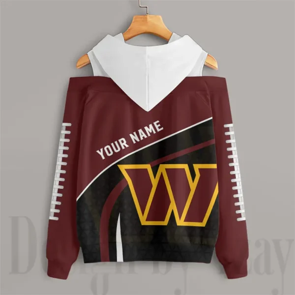 Washington Commanders Women's Off Shoulder Hoodie Long Sleeve Drawstring S9CSH421 - Image 2