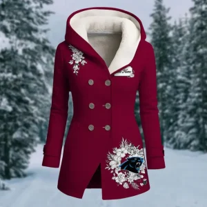 Carolina Panthers Hooded Fleece Jacket Warm And Cold Proof Ladies Coat Winter SPTHFWAPLC006