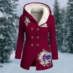 Buffalo Bills Hooded Fleece Jacket Warm And Cold Proof Ladies Coat Winter SPTHFWAPLC008