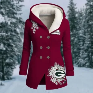 Green Bay Packers Hooded Fleece Jacket Warm And Cold Proof Ladies Coat Winter SPTHFWAPLC017