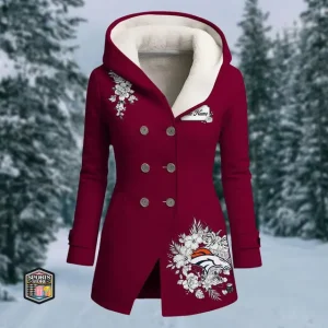 Denver Broncos Hooded Fleece Jacket Warm And Cold Proof Ladies Coat Winter SPTHFWAPLC027