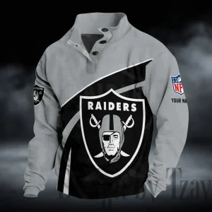 Las Vegas Raiders Buttoned Collar Sweatshirt New Design 2025 S9DBSCH2269