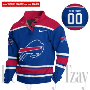 Buffalo Bills Casual Long Sleeve Button Up Sweatshirt S9DBSCH2288