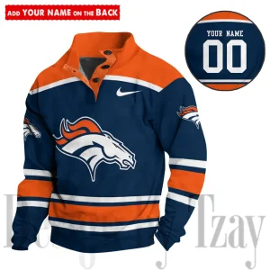 Denver Broncos Casual Long Sleeve Button Up Sweatshirt S9DBSCH2294
